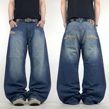 Vintage y2k baggy wide leg embroidered faded archive skater jeans