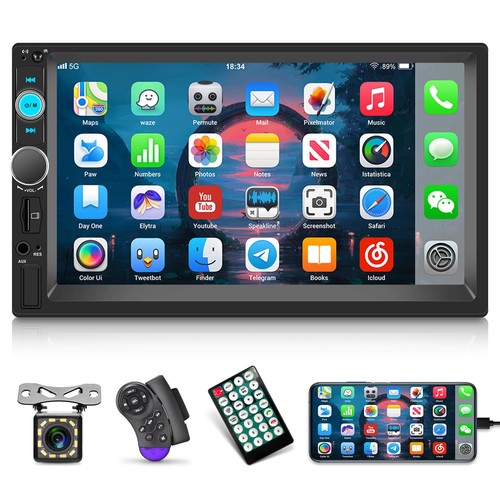 Doppel DIN Autoradio mit Rückfahrkamera 7 Zoll Touchscreen 2 DIN Autoradio... - Bild 1 von 7