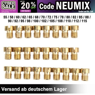 25x Hauptdüse 55-115 M6 für Dellorto & Mikuni Vergaser 6mm Hauptdüsen Düsenset