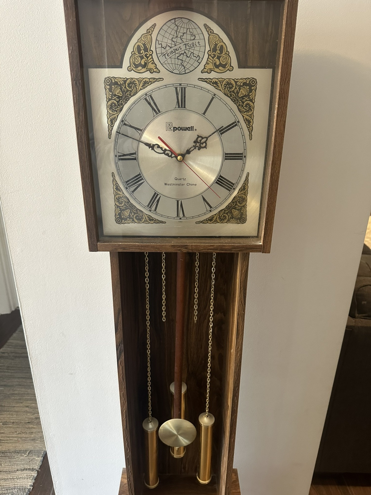 Polaris Tempus Fugit Grandfather Clock Beautiful Dial - Powell