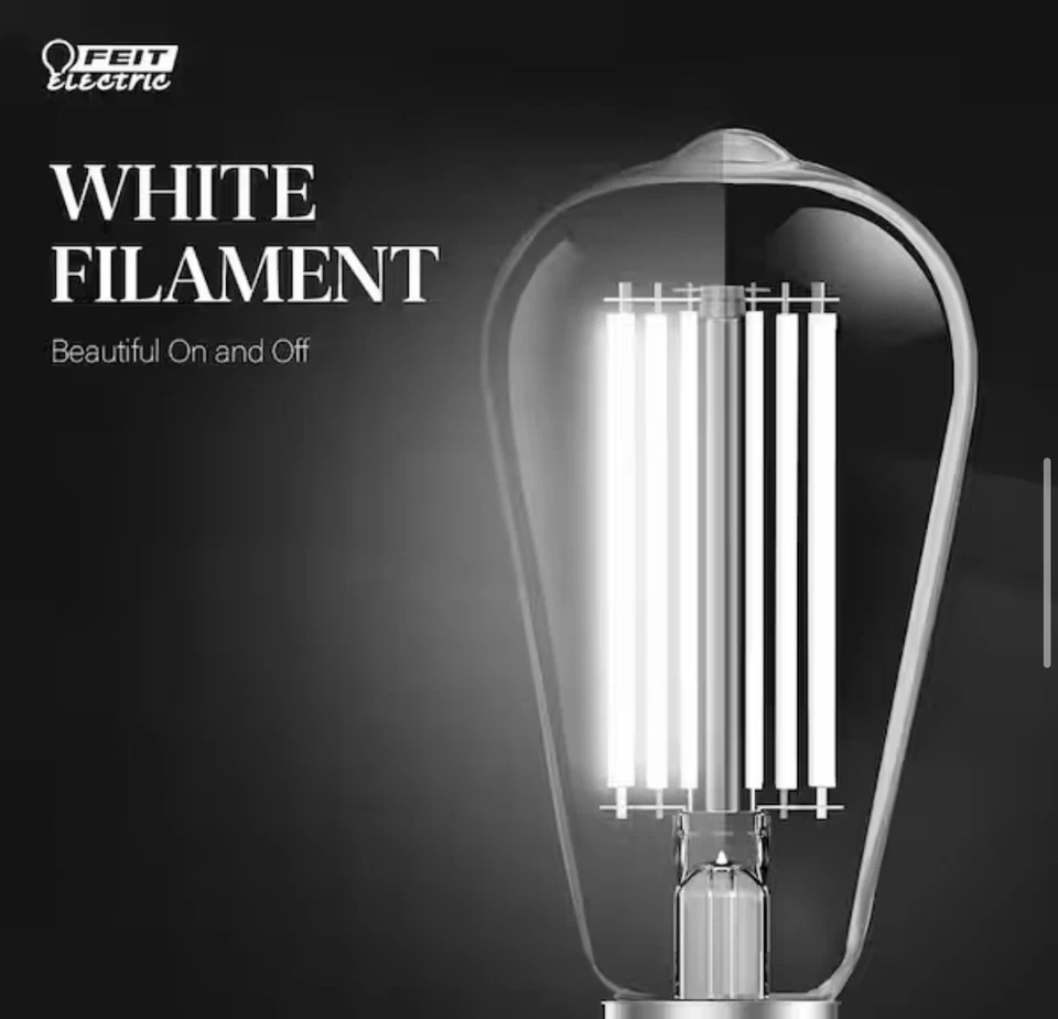 4-PK Feit Electric LED Light Bulb Dimmable Vintage Edison 60W Equivalent ST19 - Image 3 of 4