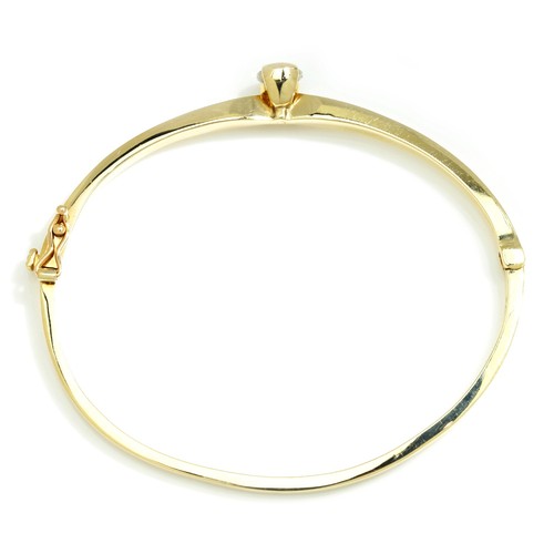 1.00 Carat Solitaire Round Diamond Bangle Bracelet 14K Yellow Gold - Picture 3 of 7