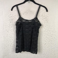 Lace Camisole Tank Top Womens Black Sheer Floral Mesh Dark Fairy Grunge