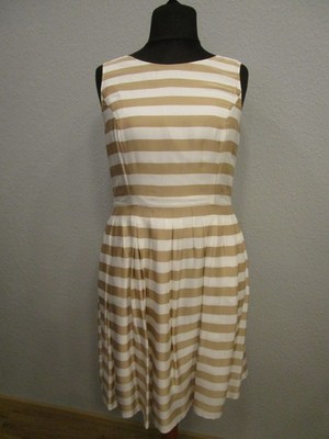 Marc Aurel Kleid  ärmellos glatte seidige Oberfläche beige/weiß Gr.44 (M60-15)