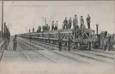 c1910s Unloading Iron Ore Escanaba Michigan Postcard Train Cars Railroad