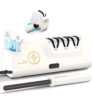 Electric Knife Sharpener w Diamond Abrasive & Precision Angle Guide 4 Stage Slot