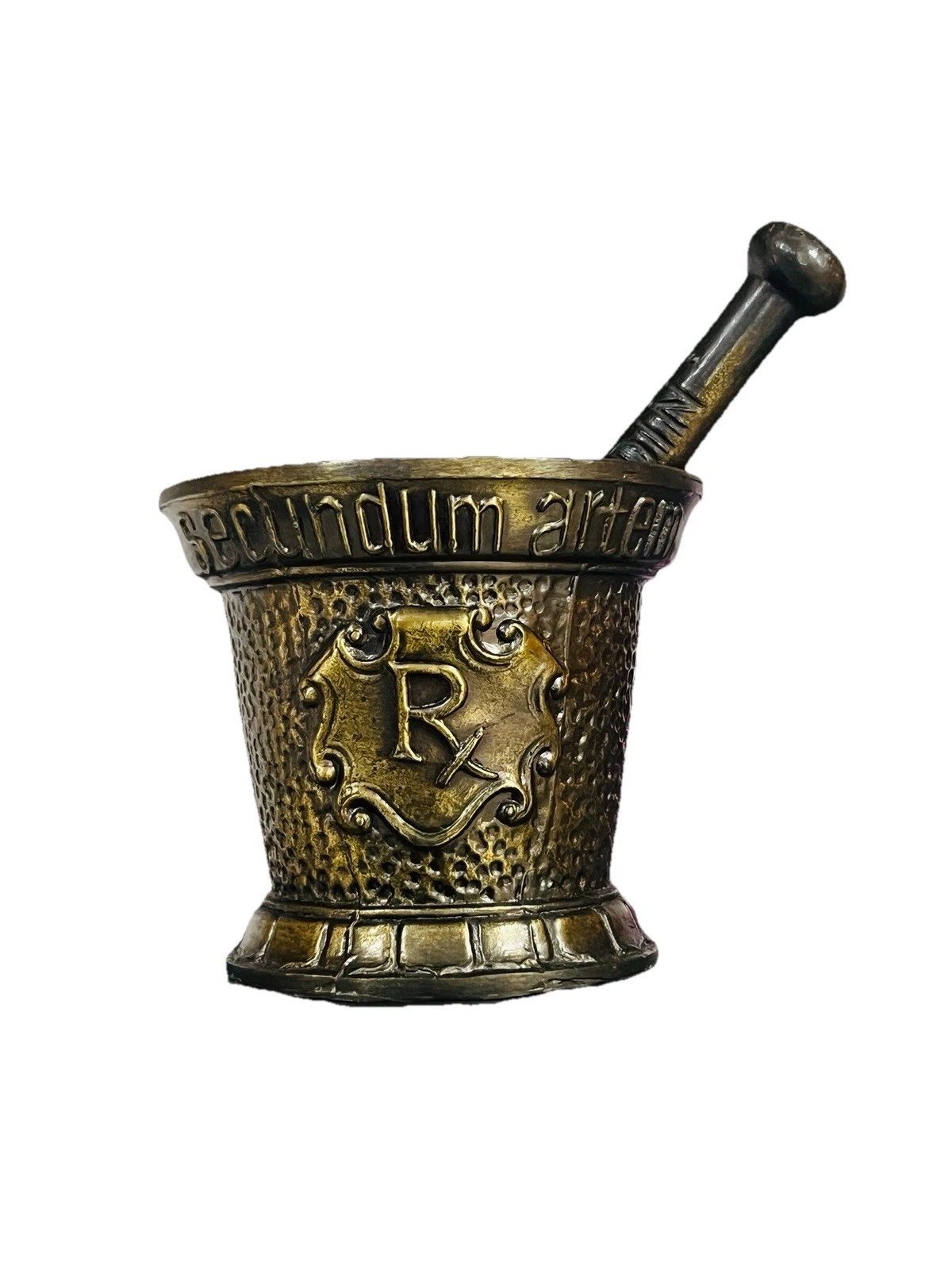 Vintage Apothecary Mortar And Pestle Heavy Bronze Rx Secundum Artem
Opens in a new window or tab