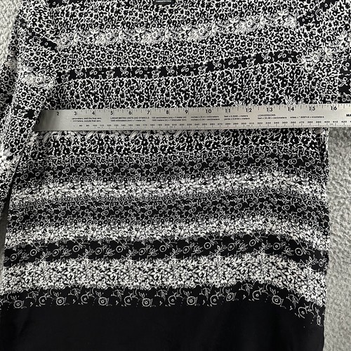 Club Monaco Womens Top Black White Size XS Floral Long Sleeve Blouse 100% Silk - Picture 6 of 13
