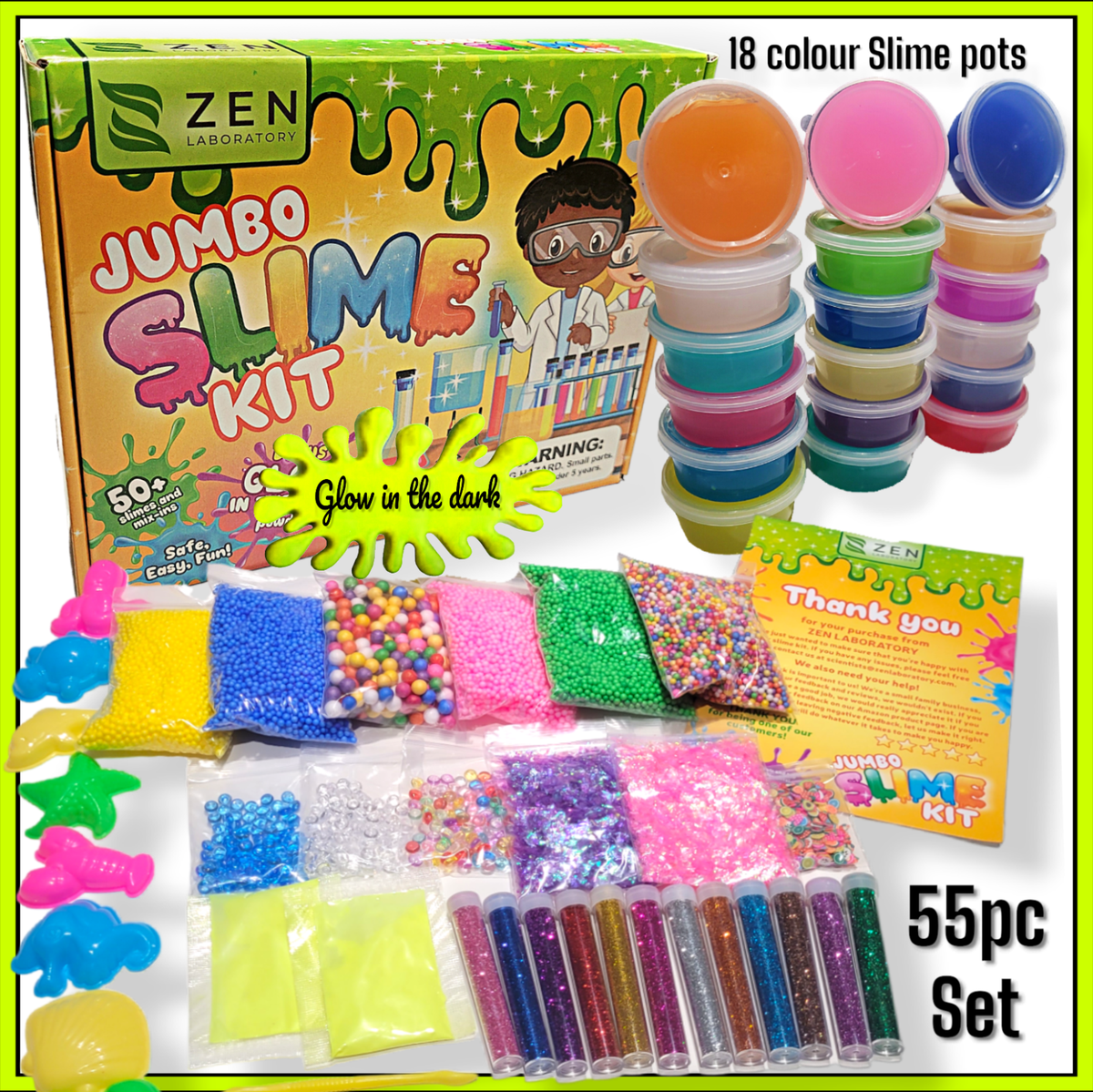 JUMBO Slime Kit Set Glow in the dark 55pc set Girls Boys Toys