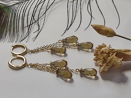 Diaspore, Csarite, Zultanite Color Change Dangling Earrings 14K Gold Earrings - Picture 6 of 9