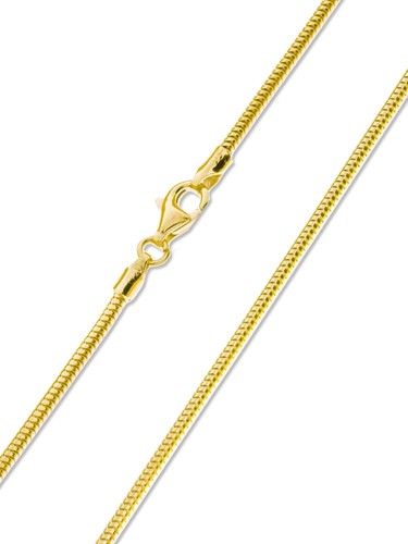 925 ECHT SILBER vergoldet *** Dicke Schlangenkette 2mm / 38-40-42-45-50-60-70 cm - Picture 1 of 5