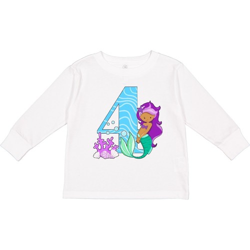 Inktastic Fourth Birthday Mermaid Toddler Long Sleeve T-Shirt Birthdays 4th Four