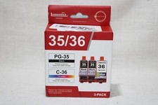 PGI-35 Black and CLI-36 Color Printer Ink Cartridges 3-Pack, 2Black/1Tri-Color