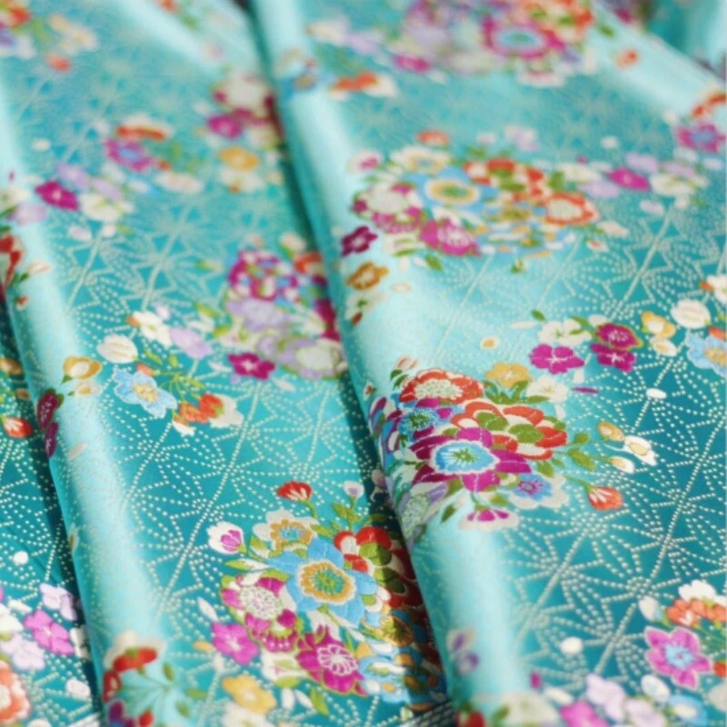 Flower Chinese Brocade Satin Fabric Cloth Dress Craft Faux Silk DIY Sewing Craft - Image 2 of 4