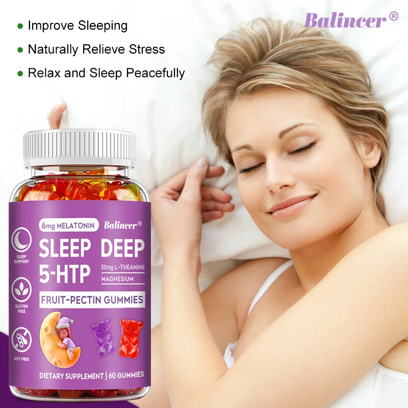 5-HTP 30 A 60 gomas profundas para dormir, suporte para sono e estresse, reduzir o estresse NOVO - Imagem 2 de 4