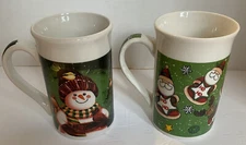 Royal Norfolk 2 Christmas Mugs Santa and Snowman Coffee Tea Or Hot Chocolate Mug