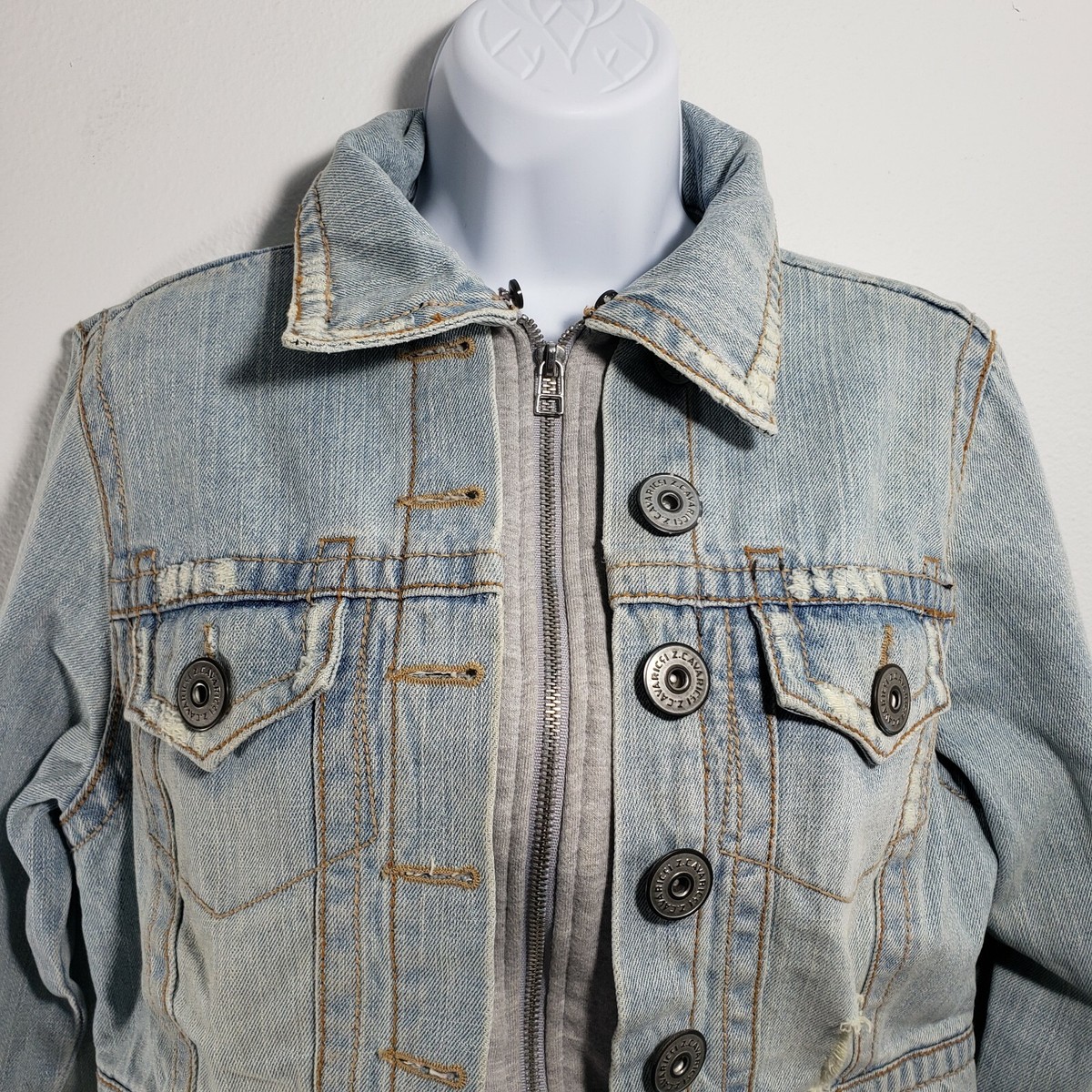 ジャケット citybreeze Overfit crop single jacket_CHARCOAL Z Cavaricci Jacket Womens Large L Denim Jeans Distressed