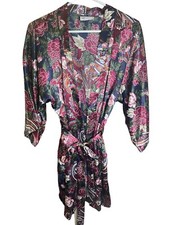 Womens Robe CALIFORNIA DYNASTY VINTAGE Satin Belted Robe Women sz L Pocket