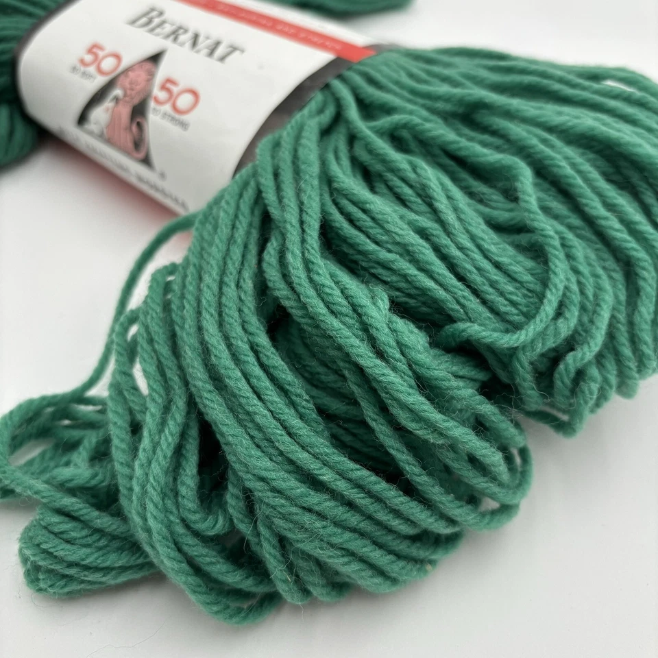 Hilo de lana virgen Bernat 50/50 Nylo 4 oz madeja color verde mirto 5280 antiencogimiento Foto 2 de 4