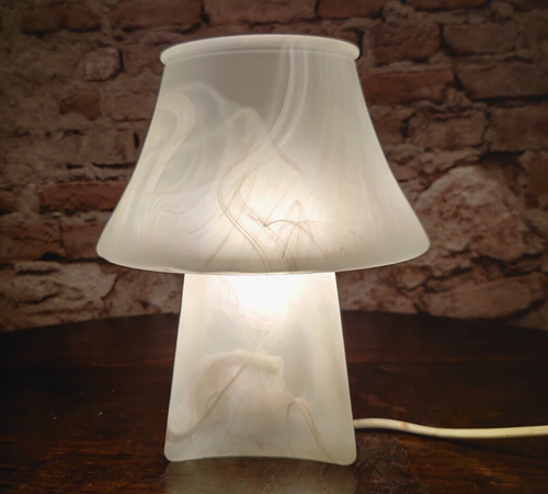 Fischer Leuchten 70er Jahre Tischlampe Pilzlampe Mushroom massives Glas in Weiß