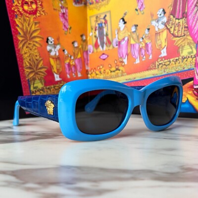 Gianni Versace ヴェルサーチ青と金の花柄　ビキニ　美品　XS/S GIANNI VERSACE sunglasses 417/P Col 938 blue croc. from F/W 1995