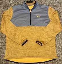 Men's Under Armour Loose Fit Quarter Zip Orange Fleece Pullover with Black Trim