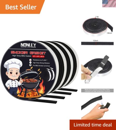 Self-Stick High Temp Grill Gasket Seal Tape - 30FT for Smokers & BBQ