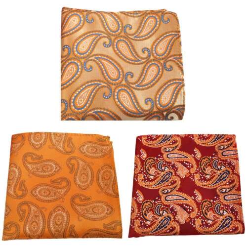 3 Packs Men Stripe Flower Paisley Pocket Square Handkerchief Wedding Hanky - Picture 10 of 21