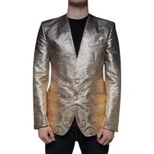 DOLCE & GABBANA Blazer Gold Jacquard Single Breasted Dress IT50/US40/L 5630usd
