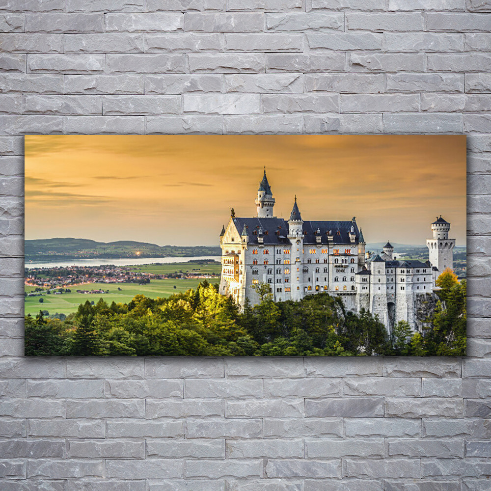 Impression sur toile premium grand tableau panoramique de château 120x60 cm