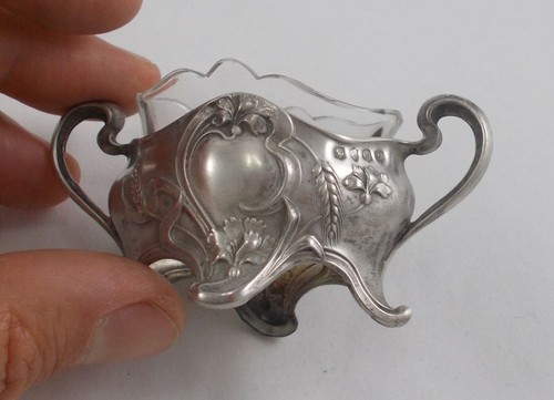 *RAR* Eleganter Salznapf im Jugendstil aus 800er Silber Lutz&Weiss Pforzheim - Bild 11 von 12