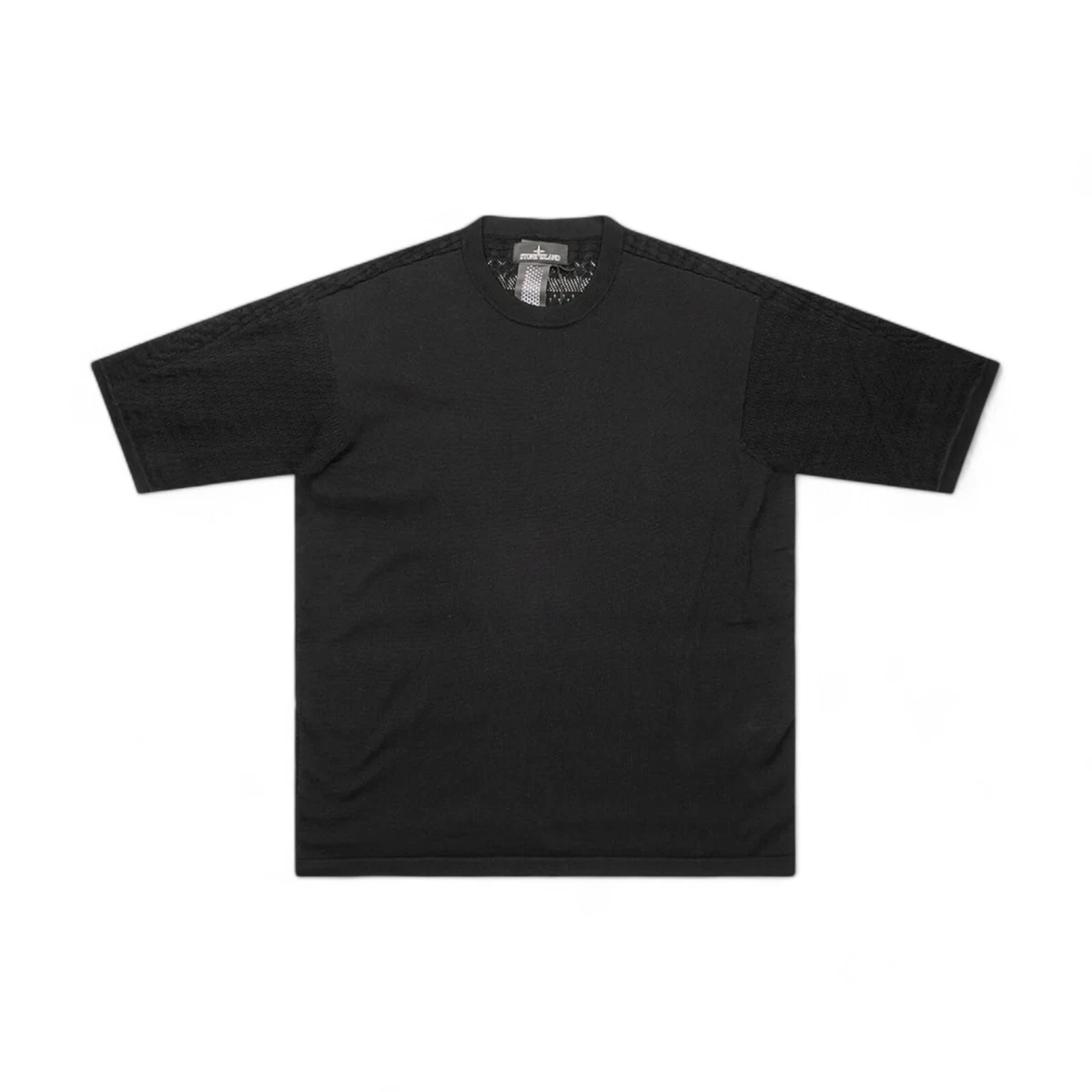 T-Shirt en coton uni à logo Noir Stone island - Homme