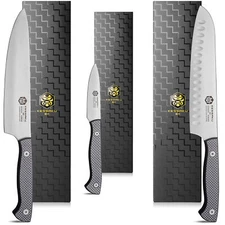Kessaku 8" Chef, 8" Santoku, 3.5" Paring Knife Set Senshi Series AUS-8 Steel