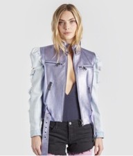 Jocelyn Keepin It Real Leather Jacket Vest Size S Metallic Lilac