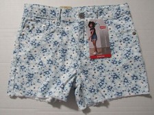 Levis Girls Youth Stretch Girlfriend Shorts Blue Flowers 10 Reg Nwt