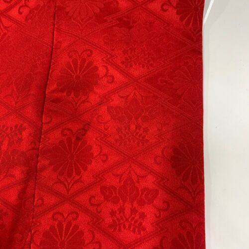 Japanese kimono SILK FURISODE Shell Basket Flowers Birds Shibori Red - Picture 7 of 8