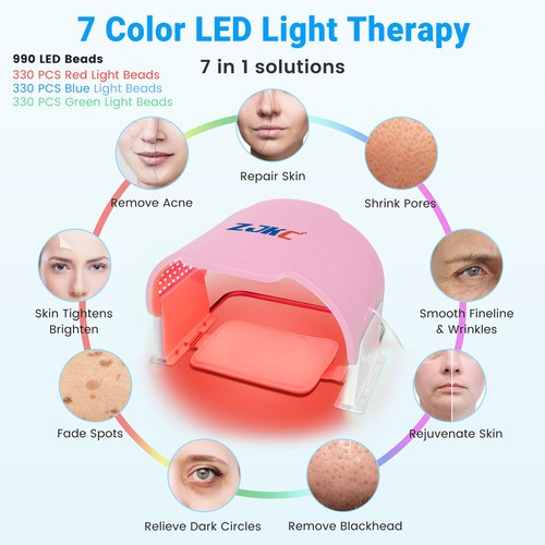 7 In 1 Colors Led Facial Light Therapy Red Blue Light Mask Device for Anti-Aging - Picture 4 of 9