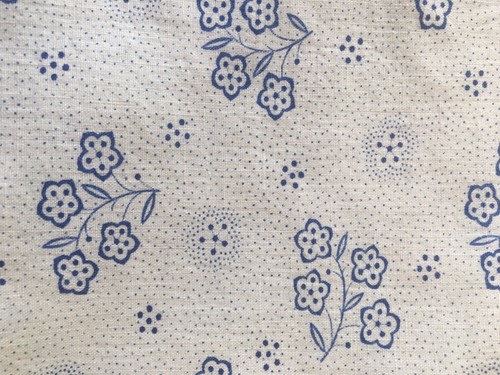 Antique French European Cottage Farm Floral Dot Cotton Fabric #2- Blue White - Picture 3 of 6