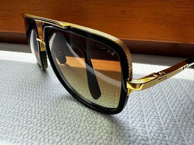 DITA MATCH-ONE TITANIUM Sunglasses Black Gold Square Lens Brown 