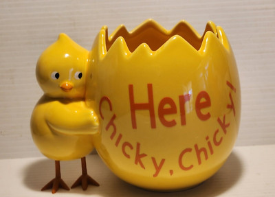 Yellow Chick Hugs Egg Vase w/ ''Here Chicky, Chicky!'' Home Decor byTeleflora Gift