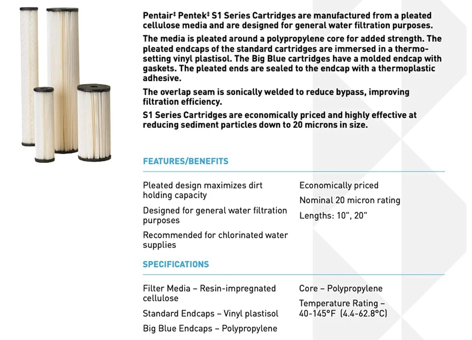 Pentair Pentek Big Blue Water Filter 10x4.5 Sediment Cartridge Clean Water - Image 3 of 4