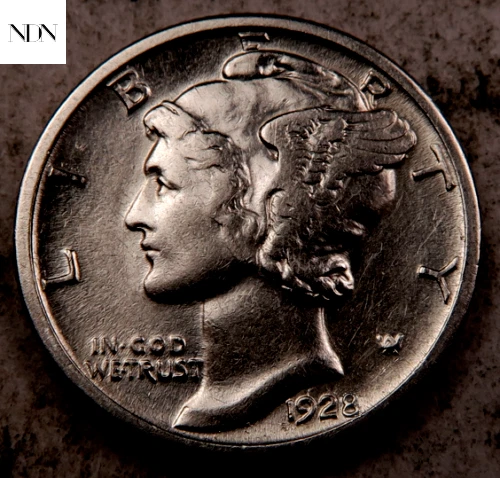 1928 Mercury Dime - Almost Uncirculated (AU) -- 90% Silver