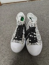 Mens P.F. Flyers Run Faster Jump Higher Black White Center Hi Shoes Unisex Sz 12