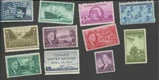 1945 US COMPLETE COMMEMORATIVE YEAR SET 11 STAMPS MNH 927-932 934-938