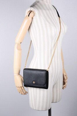 定番★Tory Burch★Emerson Saffiano Chain Wallet 136093 Tory Burch Emerson Black Saffiano Chain Wallet Clutch