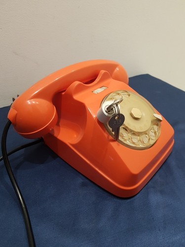 Telefono Auso Siemens Disco Rotante Colore Originale Arancione Vintage Anni 70