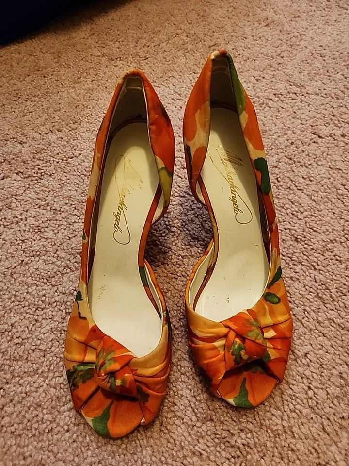 Zapatos Michaelangelo Naranja Floral Peek Toe Foto 2 de 4