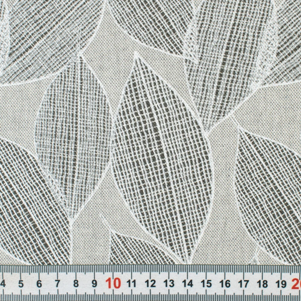 Dekostoff Loneta Blätter grau (Preis = 0,5 Meter) - Bild 4 von 4