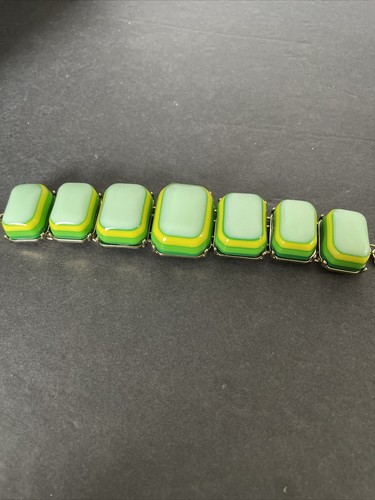 ChunkyResin grün gelb Armband 8"" goldfarben - Bild 3 von 5