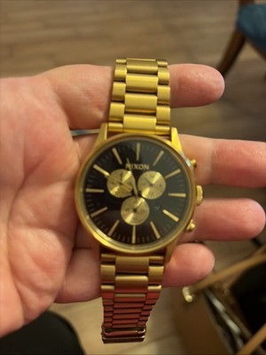 Nixon Men's Sentry Chrono Gold Quartz Watch A386-510 42mm Dial For Parts Or Repa